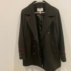 BCBG dark army green peacoat